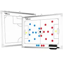 Soccer Innovations Deluxe Dual Sided Magnetic Soccer Coach White Tactic Board Dry Erase Full Field on The Front with Enlarged Half Field on The Back Side.