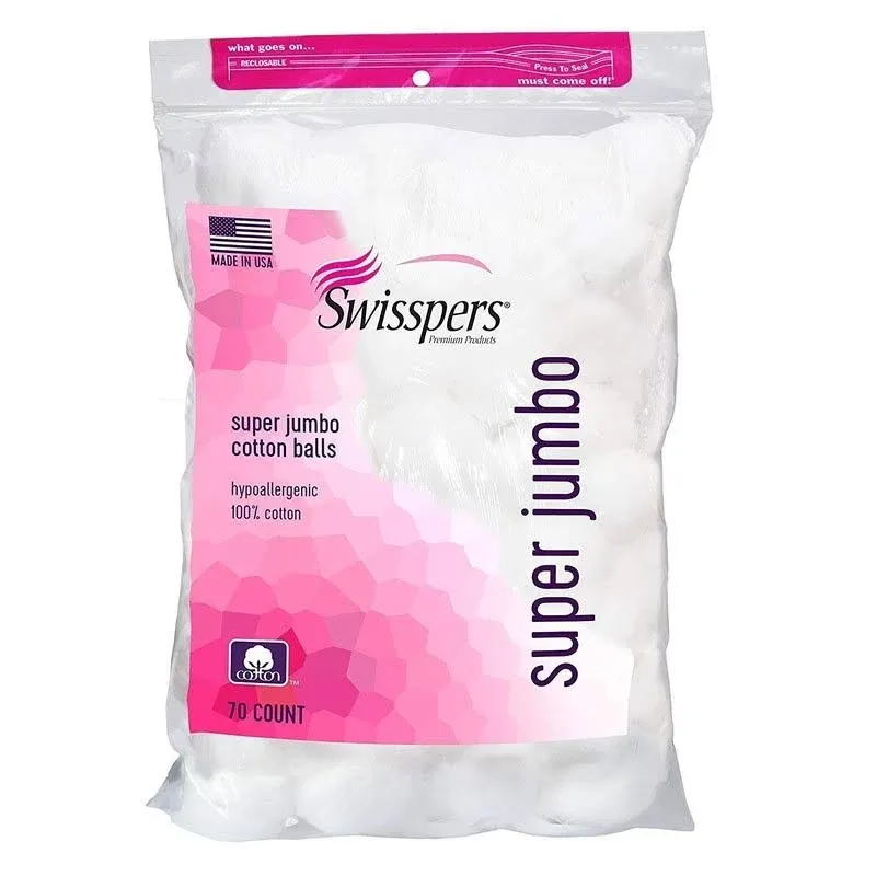 Swisspers Cotton Balls Jumbo Plus Size, 70 Count Pack of 3