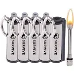 Survive Permanent Match, Pack of 5, The Forever Lighter, Emergency Fire Starter Striker Set, Metal Keychain Unlimited Waterproof Stick