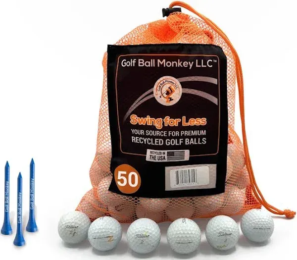 Golf Ball Monkey Cheap Recycled Golf Balls for Titleist Pro V1 and Pro V1X Golf Balls Mix w/ 15 Tees and Mesh Bag - Used Golf Balls for Titleist ProV1 and ProV1X Balls