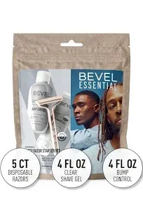 Bevel Essentials Disposable Safety Razor Shaving Starter Kit w/5 Razors