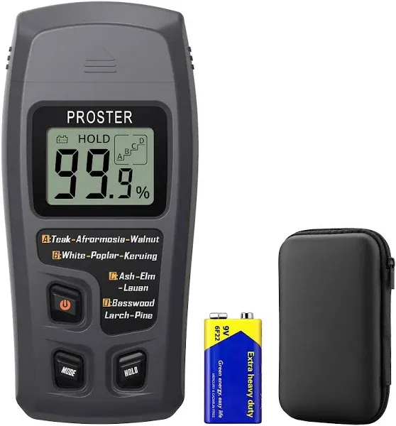 Proster Digital Wood Moisture Meter - Handheld Moisture Tester, Moisture Detector for Firewood Paper