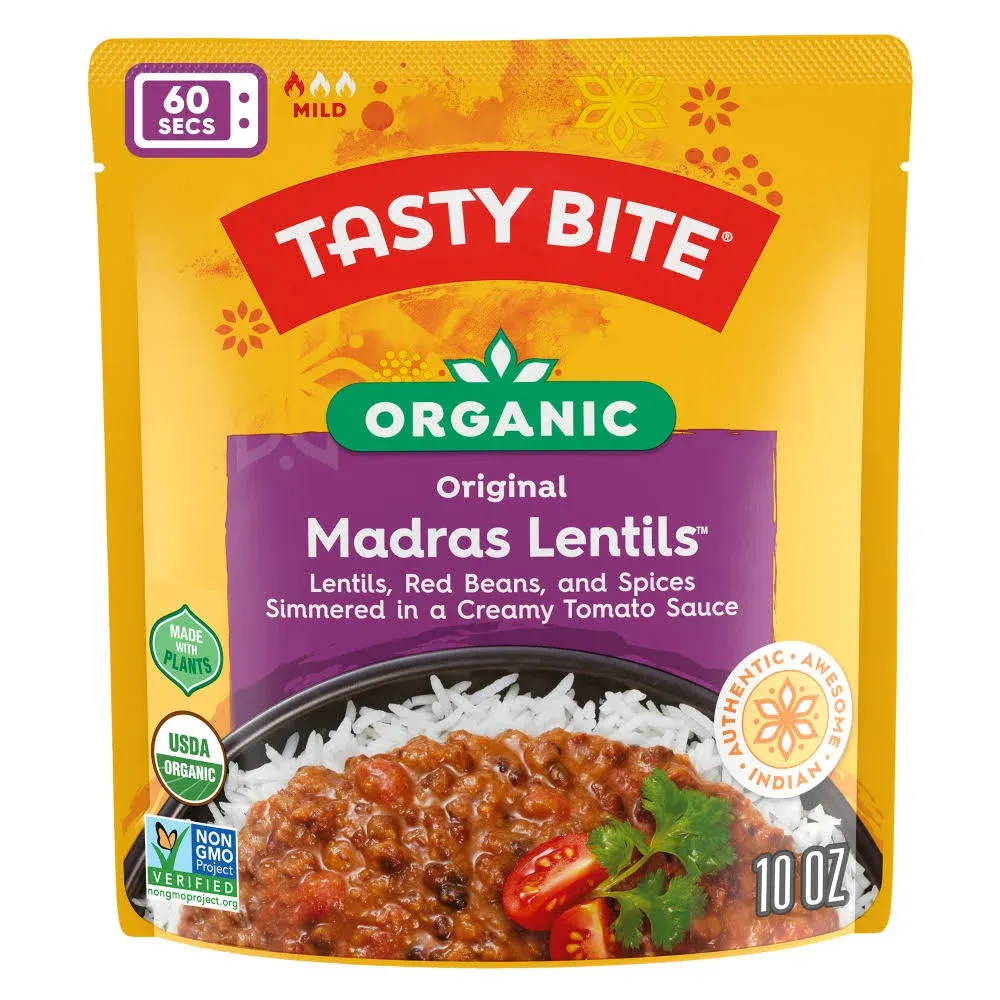 Tasty Bite Organic Madras Lentils 10oz Pack of 6 Vegetarian