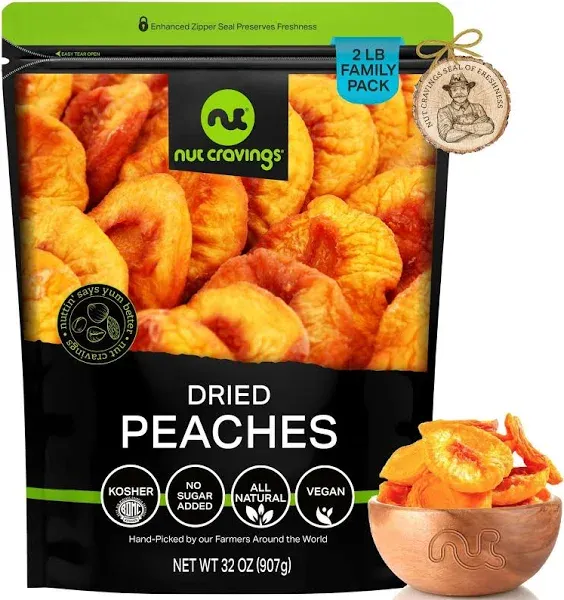 Sun Dried California Peaches, No Sugar Added, Packed Fresh in Resealable Bag