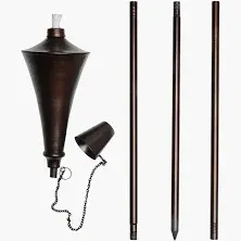 Deco Window Garden Torch Set of 4 Metal Casted Outdoor Backyard Patio Lighting Citronella Oil Lamp with Snuffer & Fiberglass Wick