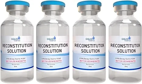 Reconstitution Solution 4-Pack - 30ml - Ultra Clean Solution in Premium Glass Vials | Made in USA, Clear