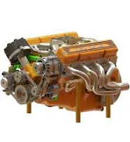 CISON V8 Engine Small-block 44CC 1/6 Scale Water-Cooled 4-Stroke 8-Cylinder Gasoline Engine Internal Combustion V8 Engine Model Kit that Works