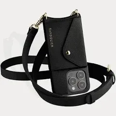 Hailey Side Slot Leather Crossbody Bandolier - Black/Gold