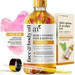 Artnaturals Face & Body Vitamin E Bio Oil 4.0oz + Gua Sha Facial Tools Set - Organic Moisturizer Skincare for Scars, Stretch Mark, Cellulite & Nails