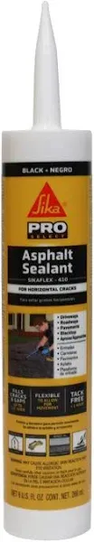 Sikaflex-410 Asphalt Sealant, Black, self-Leveling Hybrid sealant for Filling Cracks, for Private Asphalt driveways, roadways, Pavement, 9 fl.oz. Cartridge