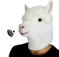 CreepyParty Animal Mask Costume Novelty Halloween Costume Party Latex Animal Head Mask Alpaca Mask White