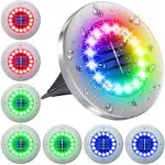 NFESOLAR Solar Lights Outdoor with 16 LEDs, Bright Multi-Color Solar Ground Lights Outdoor Waterproof Christmas Lights for Pathway Garden Yard Lawn