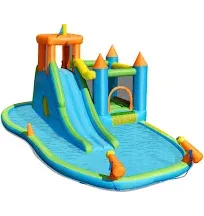 Inflatable Water Slide with Bounce House Splash Pool Blower Kids