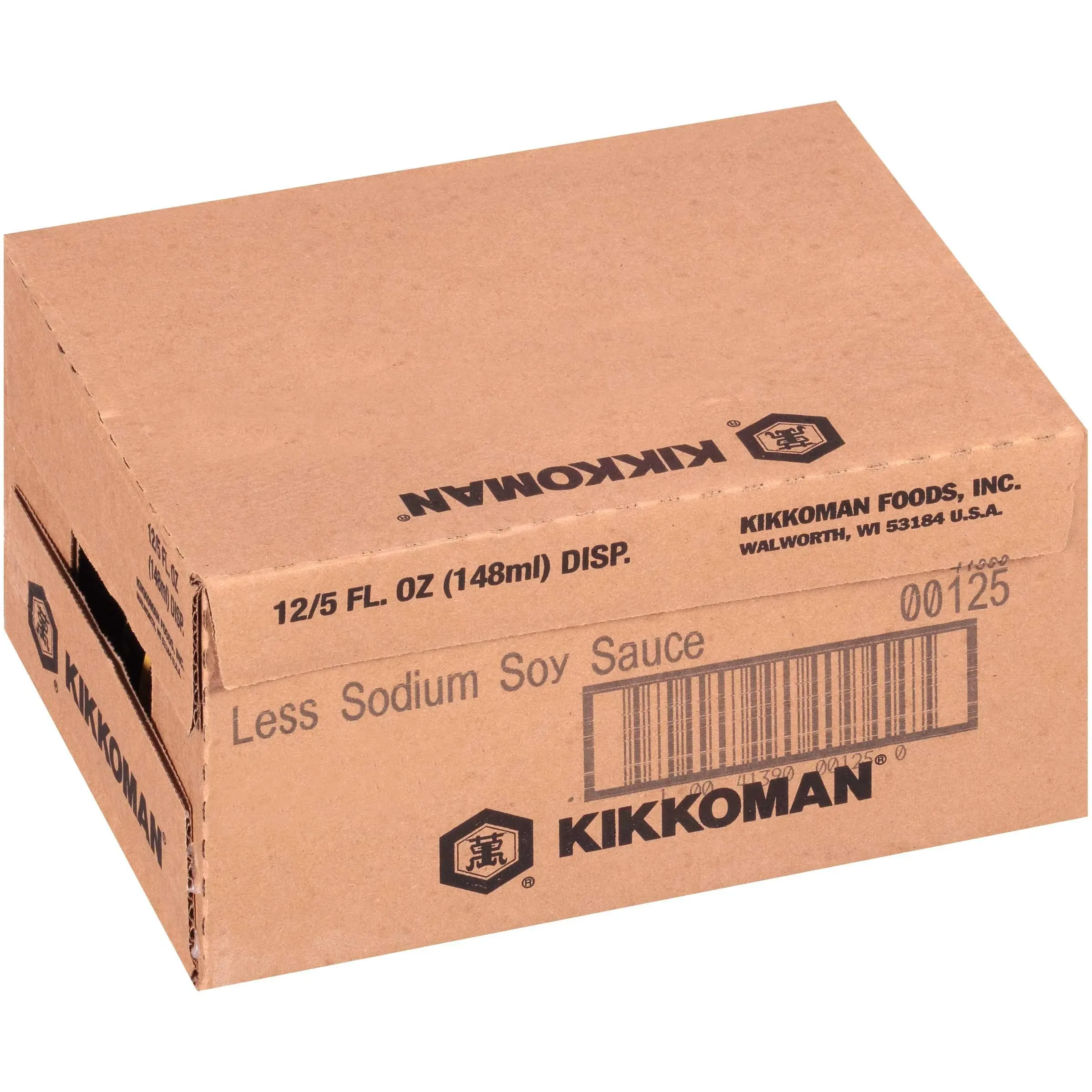 Kikkoman Less Sodium Soy Sauce 5 Fluid Ounce - 12 per Case.