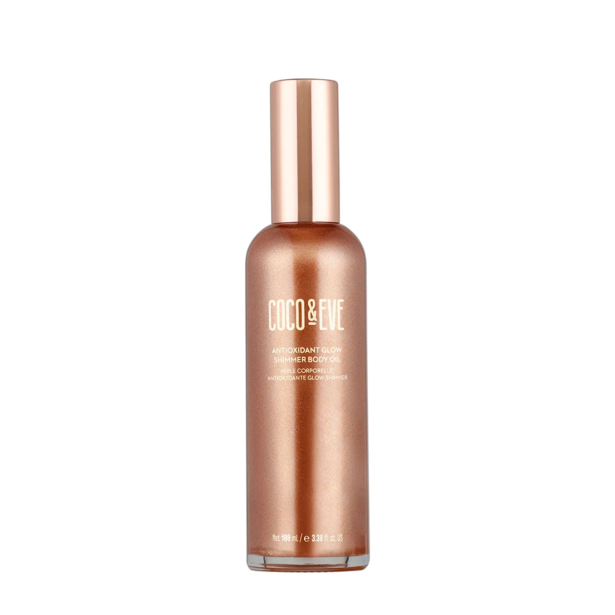 Coco & Eve Antioxidant Glow Shimmer Body Oil - Lightweight Skin Illuminator with Pearlescent Minerals, Natural Glitter, Antioxidants for Shimmering, Moisturizing and Healthy Glow (3.38 Fl Oz)