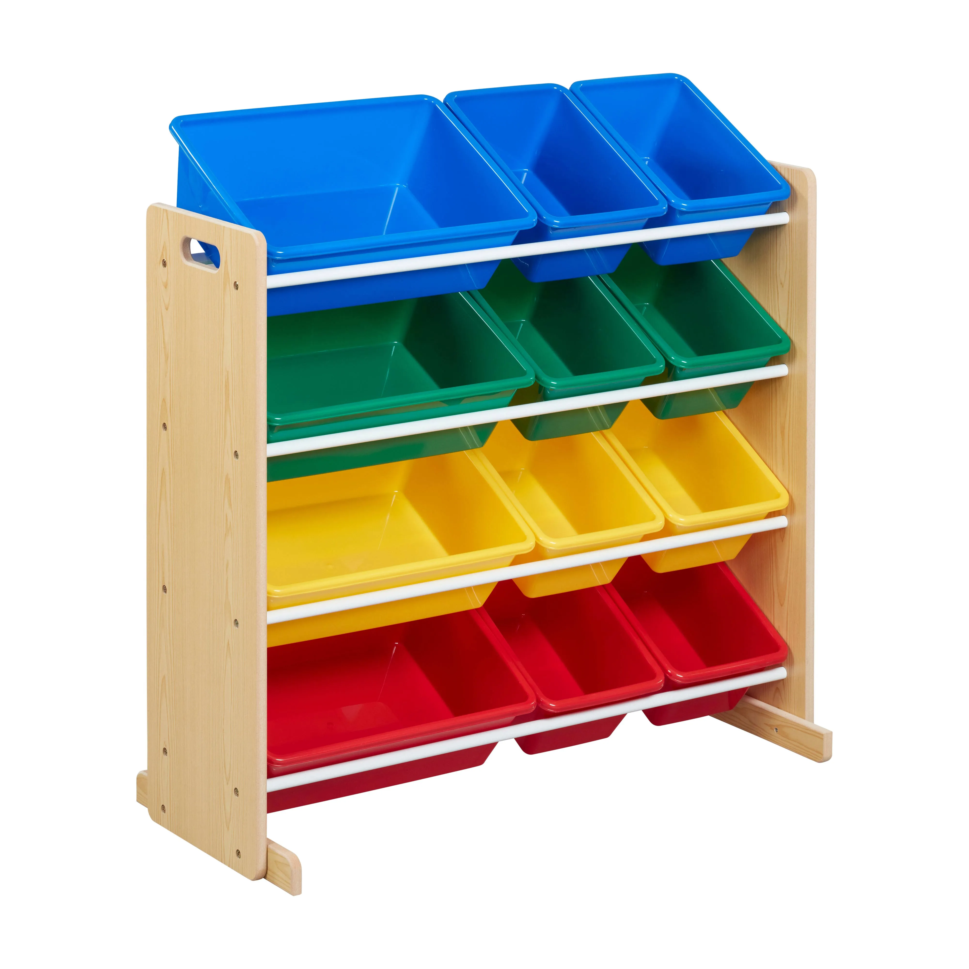 ECR4Kids 4-Tier Organizer with 12 Bins, Toy Storage, Natural/Primary