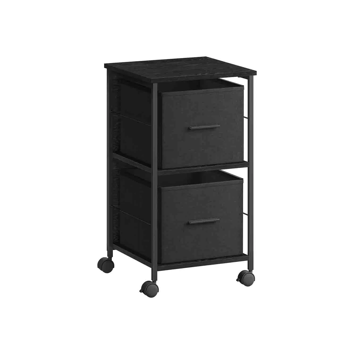 File Cabinet with 2 Drawers Ebony Black and Ink Black