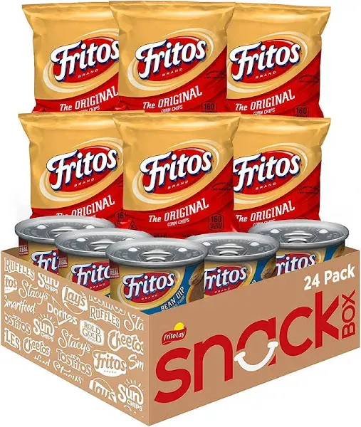 Frito Lay Fritos Original Chips and Bean Dip Cans Variety Pack, (Pack of 24)