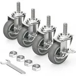 Caster Wheels 3 inch Locking Stem Casters, 3/8&#034; -16 x 1-1/2&#034; (Stem Diameter 3/8