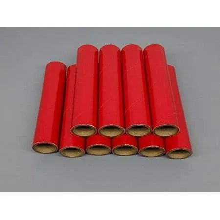 10 FIREWORKS PYRO Gloss Red Heavy Wall Cardboard Tubes, 1&#034; X 6&#034; X 1/8&#034;