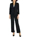 Le Suit Women's Crepe 2 BTTN & Extended Tab Trouser, Black