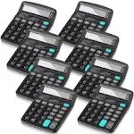 8 Pieces 12-Digit Calculator, Solar Basic Desktop Calculator Large Display El...