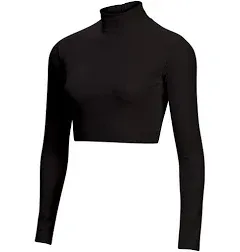 Cropped Cheer Bodysuit - Long Sleeve Cheerleading Turtleneck Crop Top - Stretch Body Suit For Cheerleaders (Adult Sizes)