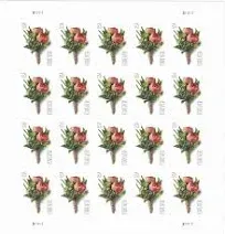 USPS Celebration Boutonniere USPS Forever Stamps Sheet of 20