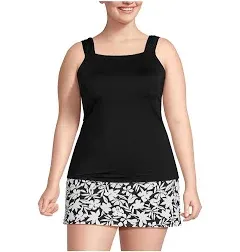 Lands' End Women's Plus Size Chlorine Resistant Cap Sleeve High Neck Tankini Swimsuit Top