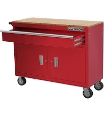 Yukon 46 in. Mobile Workbench with Solid Wood Top, Red 57779