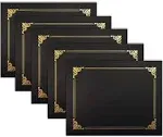 Better Office Products 25 Pack Black Certificate Holders, Diploma Holders, Document Covers with Gold Foil Border, for Le