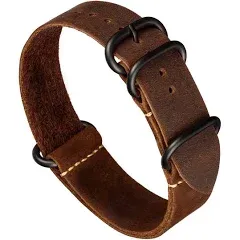 Crazy Horse Leather One Piece Watch Band - Dark Brown - 18, 20, 22 or 24mm