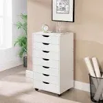 Debbie Mobile 7-Drawer Office File Storage Cabinet, Desk Drawer Unit ? White