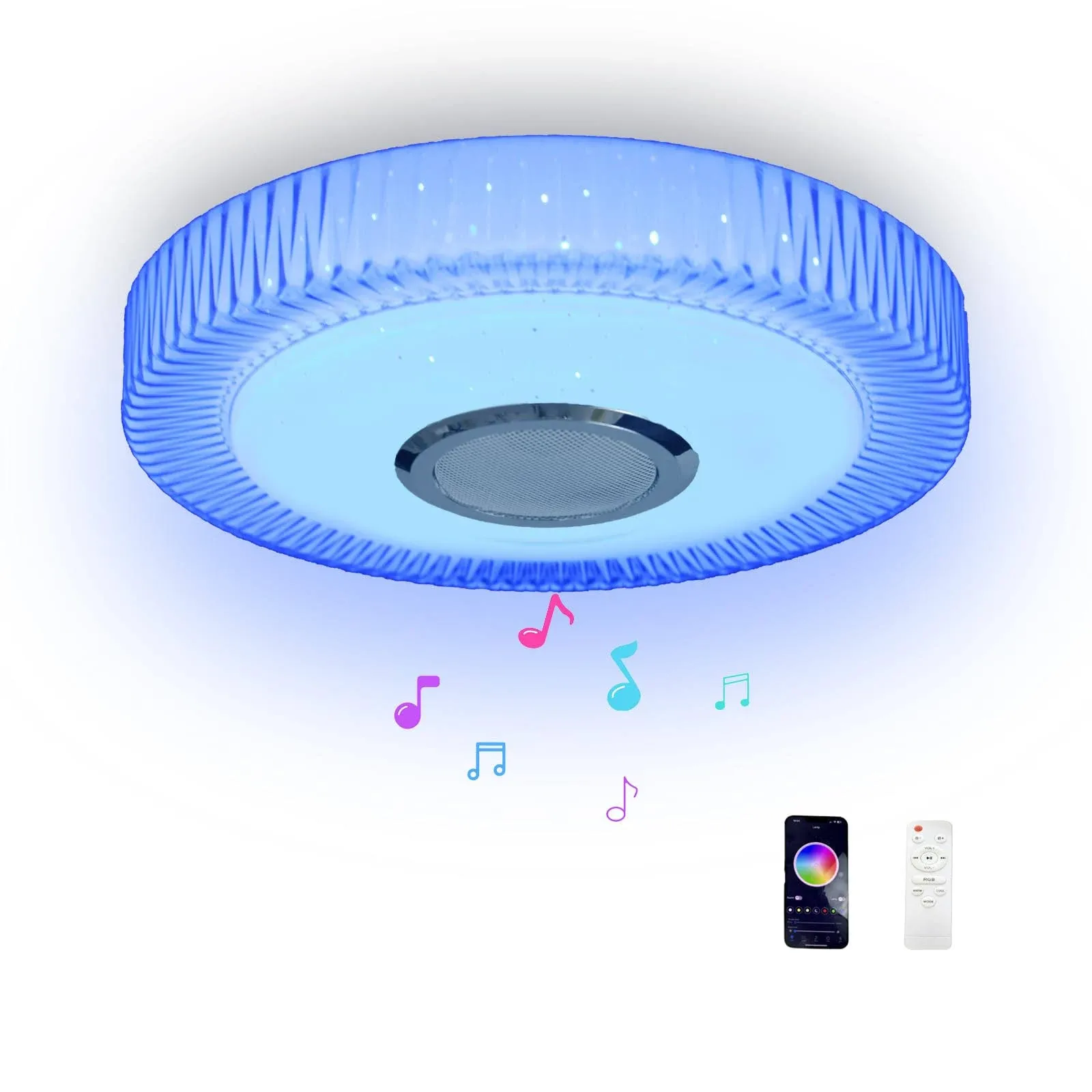 EXHOURME Bluetooth Speaker Ceiling Light 6000K Daylight 18W Waterproof Shower ...