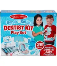 Melissa & Doug Super Smile Dentist Kit With Pretend Play Set of Teeth and Dental Accessories-25 Pieces, Pretend Dentist Play Set Kit for Kids Ages 3+