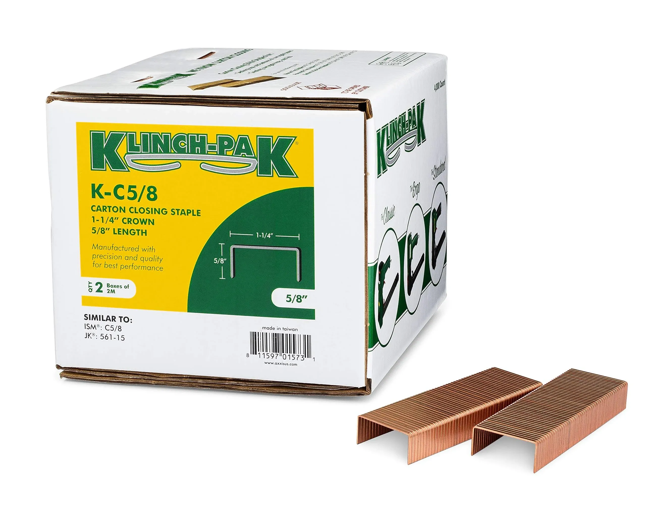 klinch-Pak C-5/8 Carton Staple 1-1/4 inch Crown with 5/8 inch Leg