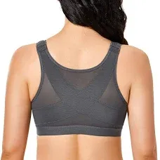 DELIMIRA Women's Front Closure Posture Wireless Back Support Full Coverage Bra