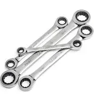 4-Piece Full-Polish SAE Ratcheting Wrench Set Double Box Design with 72-Tooth G