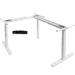 VIVO White Electric Motor Height Adjustable Corner 3 Leg Standing Desk Frame