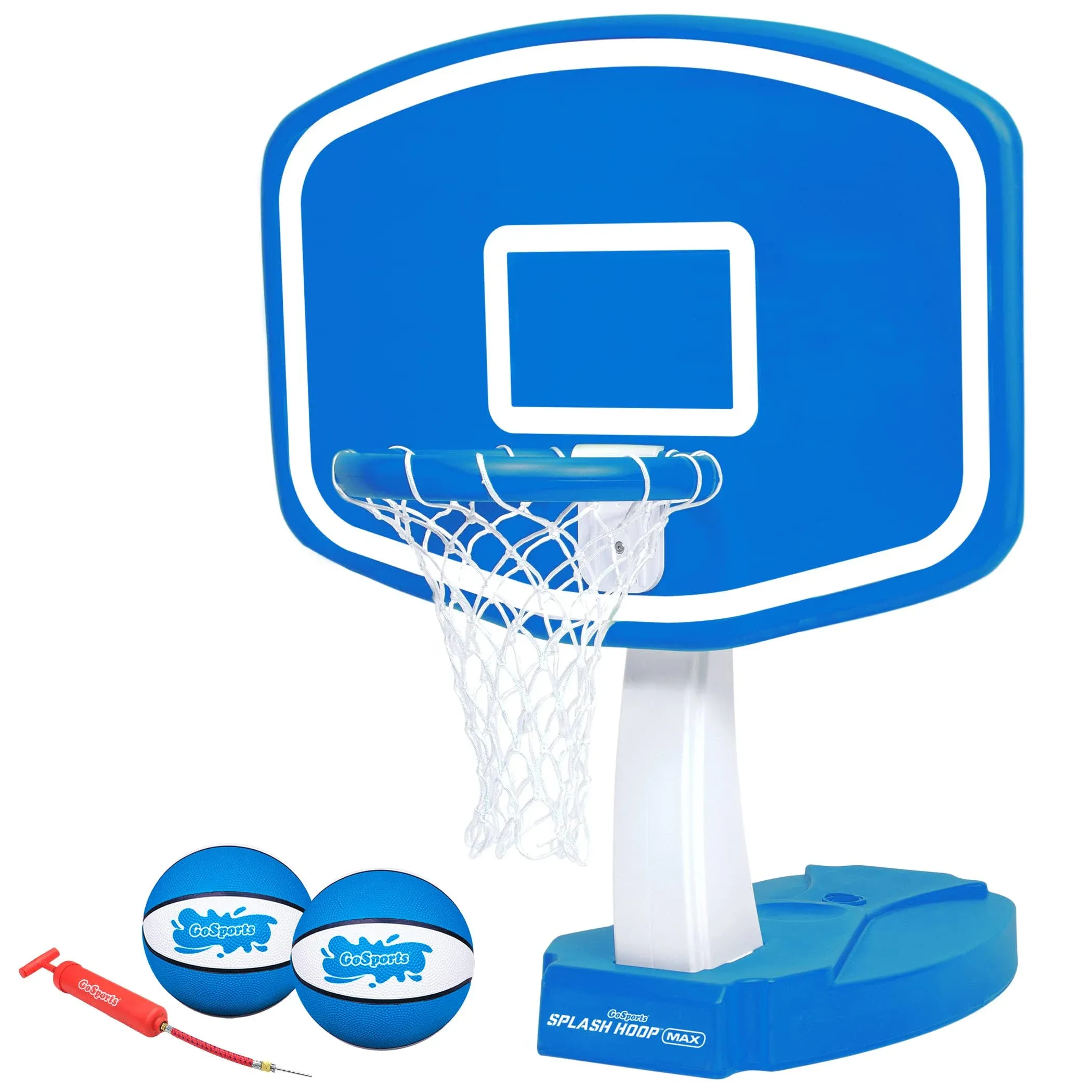 GoSports Splash Hoop Pro Poolside Basketball Game | Includes Hoop, 2 Balls and Pump, Blue