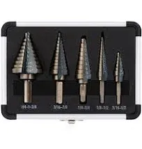 ZELCAN Step Drill Bits, HSS 5PCS Titanium Step Drill Bit Set, 50 Sizes in 5 High