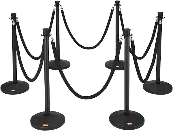 VEVOR 6-Pack Velvet Ropes Crowd Control Stanchion Posts