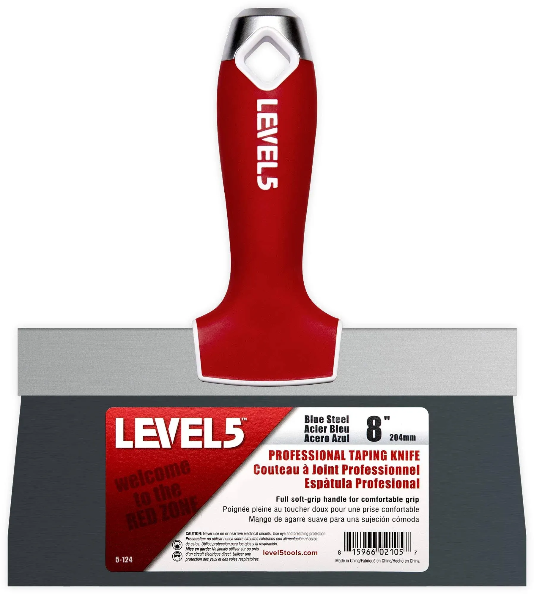 6" Blue Steel Soft Grip Taping Knife - LEVEL5 | Pro-Grade | Metal Hammer End | 5-122