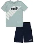 Puma Boys' 2-Piece Pounce Shorts Set Outfit - Turquoise, 14 - 16