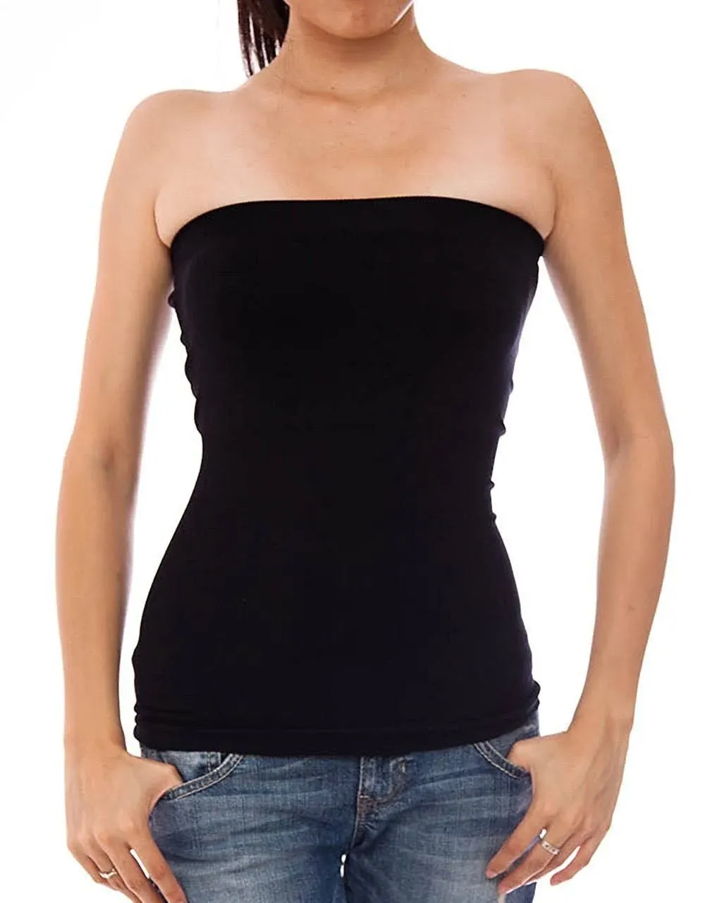 Hollywood Star Fashion Women's Plain Stretch Seamless Strapless Layering Tube Top