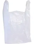 100 Large Plastic Grocery T-Shirt Bags - Plain White 12" x 6" x 21" by Ja Kitchens