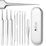 DUcare Blackhead Remover Tools 9 Pcs Pimple Popper Tool Kit with Metal Case for Pimples, Blackheads, Zit Removing, Forehead