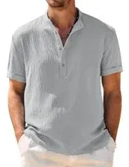 COOFANDY Men's Casual Band Collar Henley Shirt