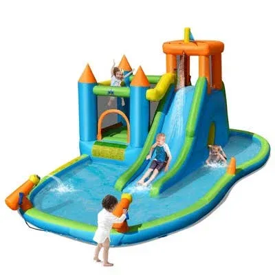 Inflatable Water Slide Kids Bounce House Splash Water Pool with Blower