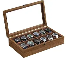 Luxury 12-Slot Solid Wood Watch Organizer Box